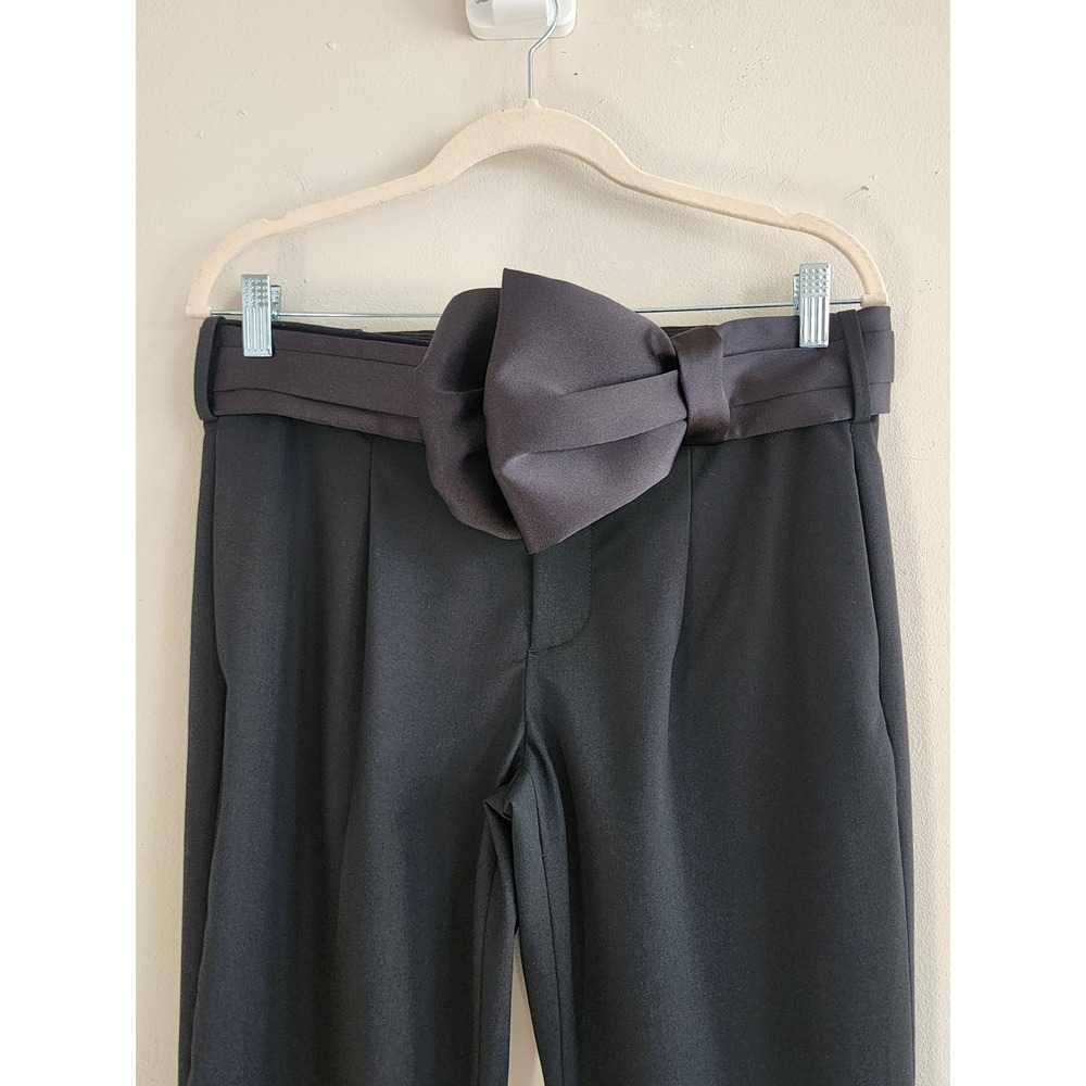Womens Dress Pants with Removable Satin Bow Belt Medium Dressy Party Event Glam